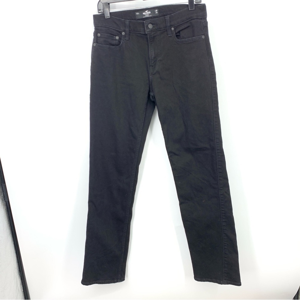Hollister Men Size 30 x 32 Jeans Straight Advanced Stretch Black‎ Denim Pants